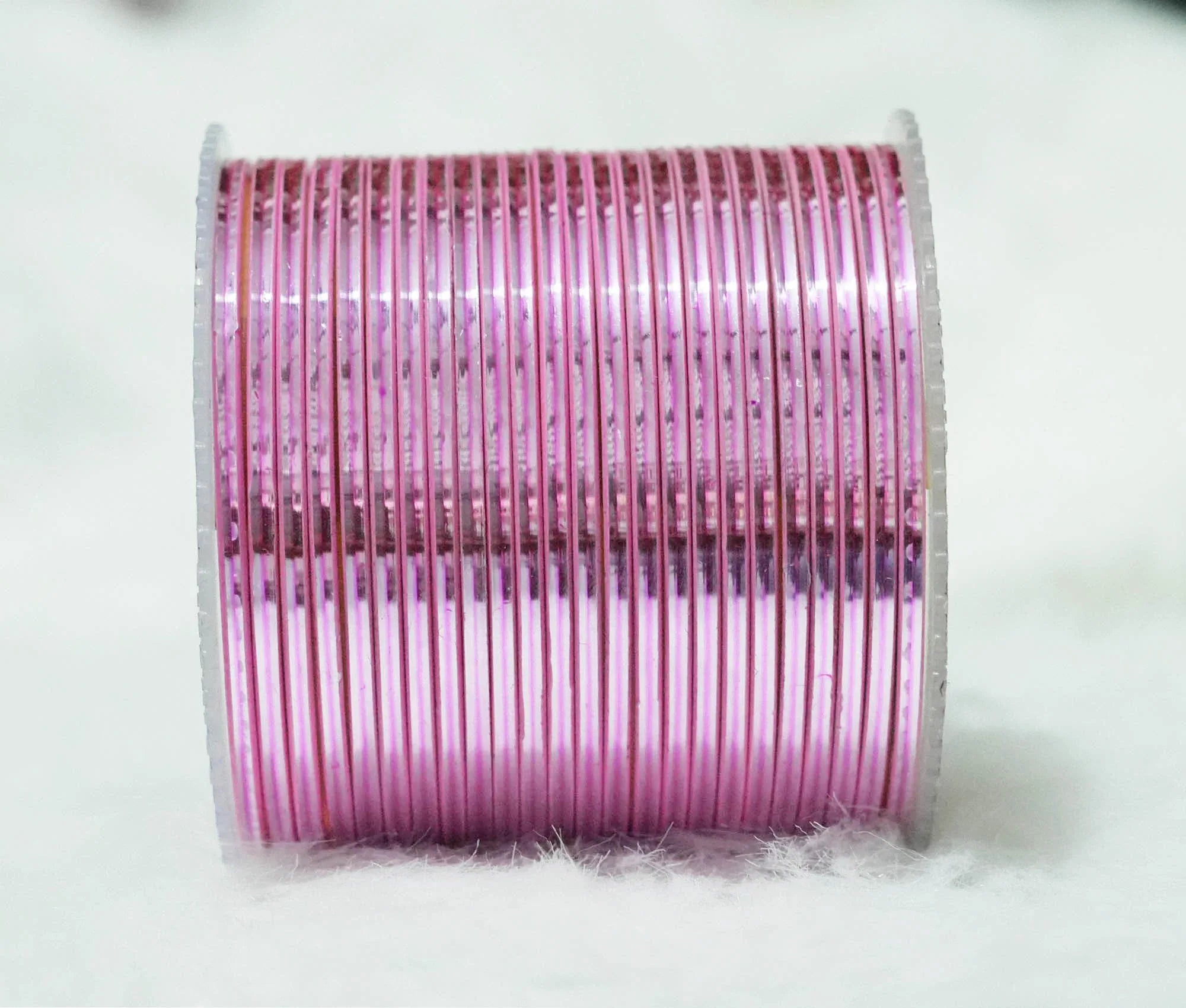 Pink Color Glossy Metal Bangle for Women & Girls (Pack of 24) - The Golden Cascade